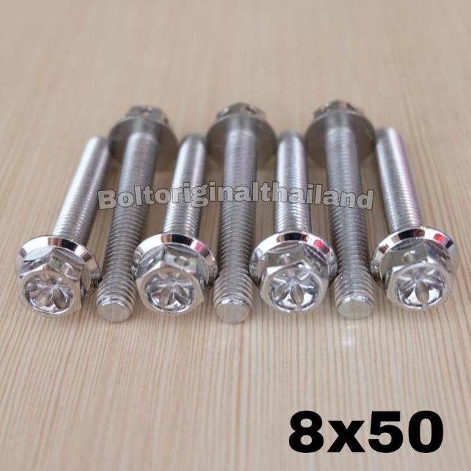 Jual Baut probolt flower silver 8x50 drat 12 panjang 5cm heng thailand ...