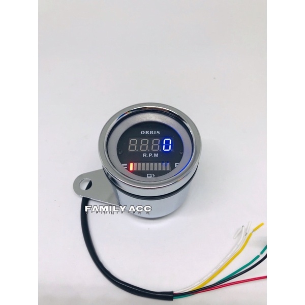 Jual Speedometer Bulat 2in1 Digital Rpm plus Fuel Meter/ Amper Bensin ...