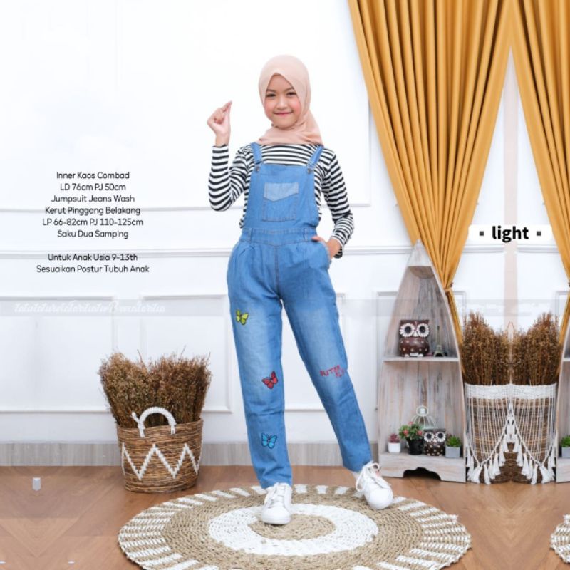 Baju Setelan Olga Kodok Jumpsuit Jeans Remaja Perempuan Putri Usia 10 11 12  13 14 tahun
