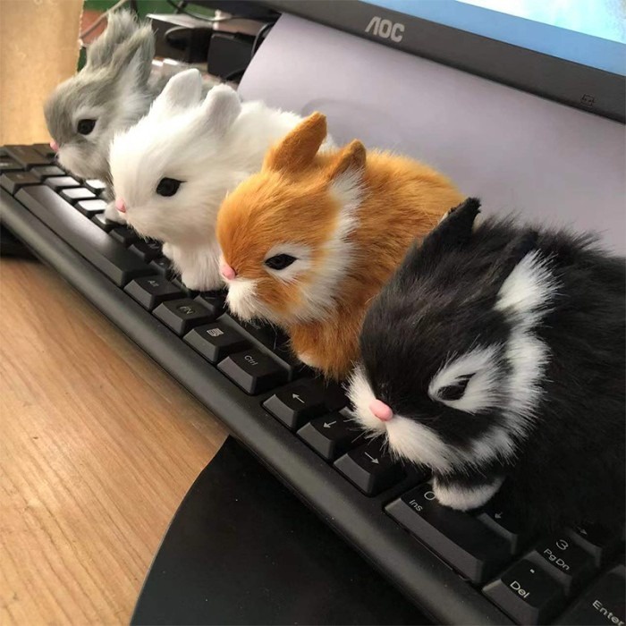 Jual Boneka Anak Kelinci Simulasi Pajangan Meja Rabbit Bunny Kitten ...