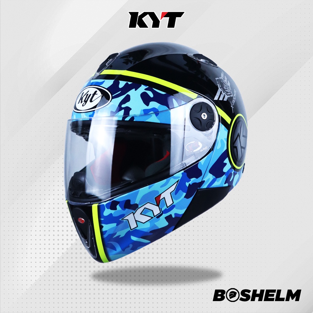 Jual Boshelm Helm Kyt X Rocket Black Blue Yellow Fluo Helm Full Face Sni Shopee Indonesia