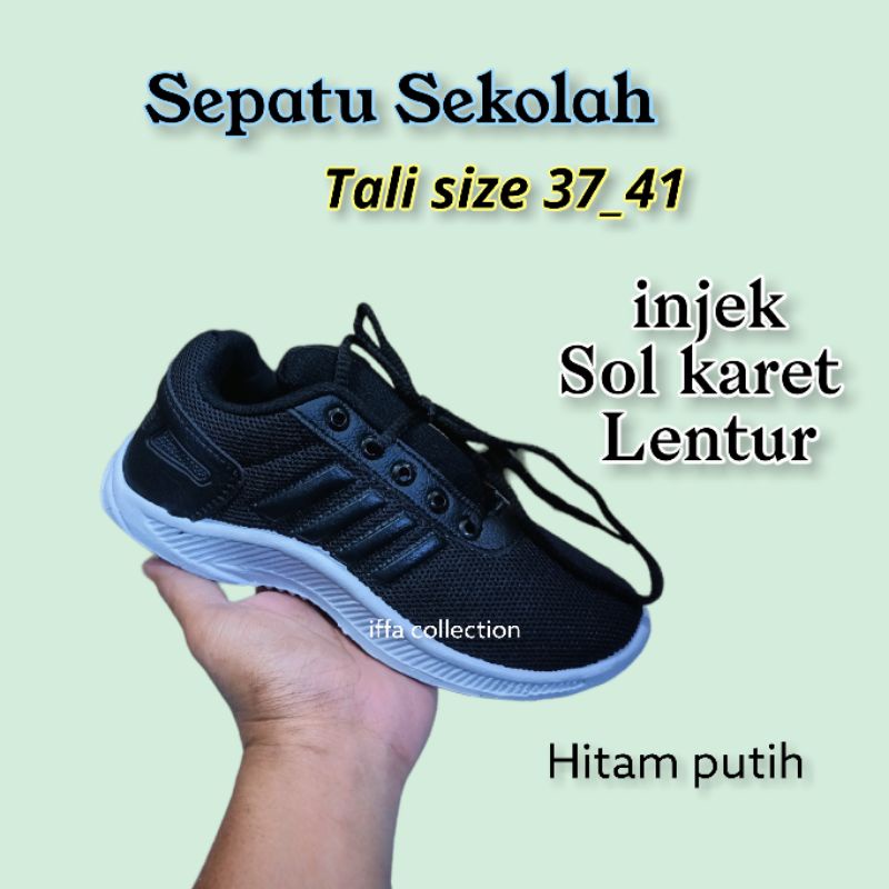 Jual sepatu sekolah tali redy sol karet pntil lentur injek pabrek ...