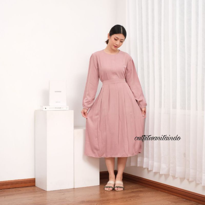 Jual HAELA Korean Midi Dress Rachel Series (All size) Shopee Indonesia