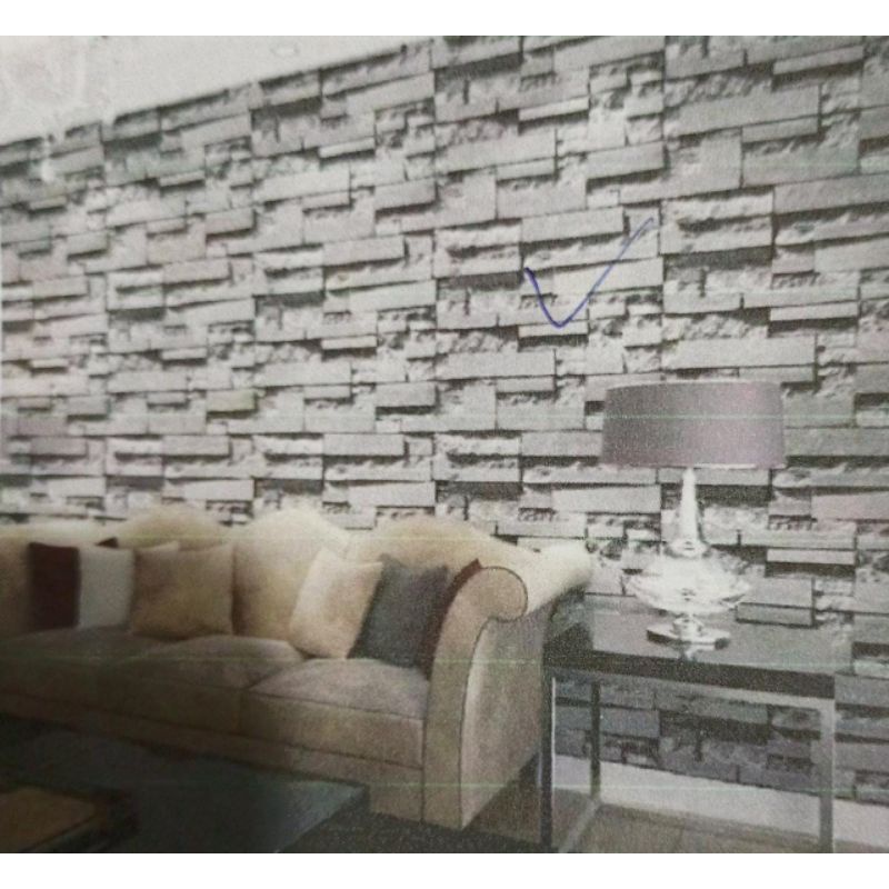 Jual Wallpaper Dinding Abu_abu Hitam Segi Tiga 3D Mewah Elegant