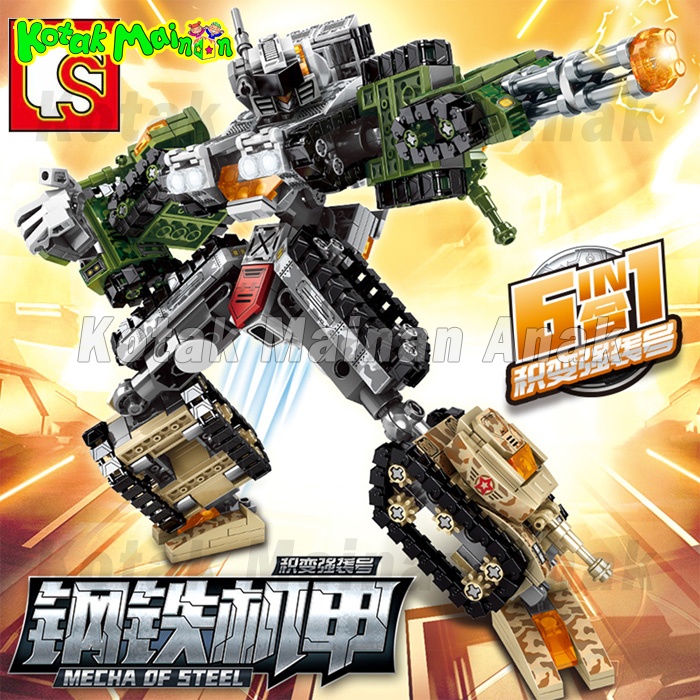 Jual Brick Block Transformer Robot Mecha of Steel 6 in 1 Trucks Sembo ...
