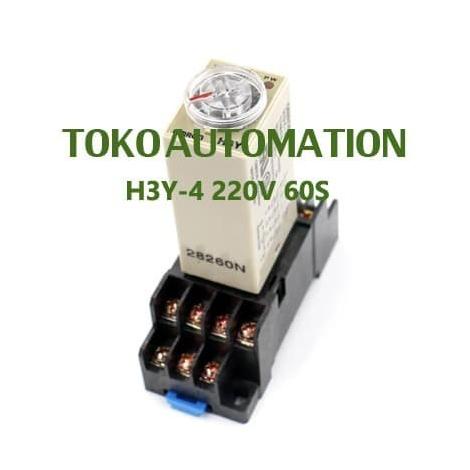 Jual H3Y 4 AC220V 5A 60S Timer Relay H3Y4 H3Y-4 4PDT 14 PIN PN19 ...