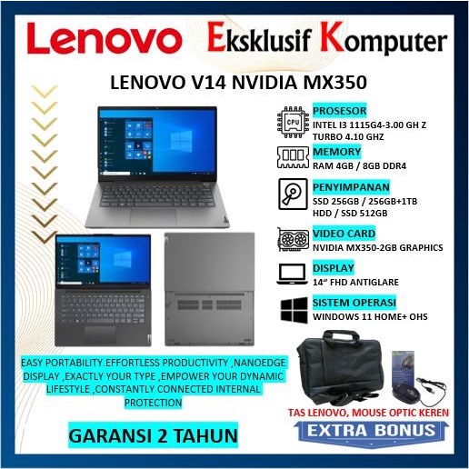 Jual Laptop Kantor Lenovo V14 G2 Intel I3 1115g4 4gb 256gb Mx350 2gb