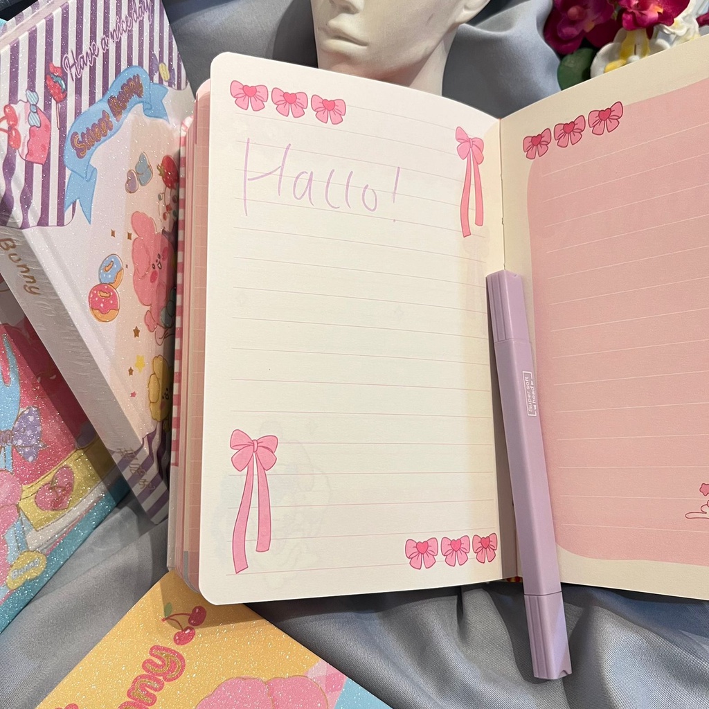 Jual Diary Buku Motif Hard Cover Sweet Bunny & Astro Ukuran A5 120 ...