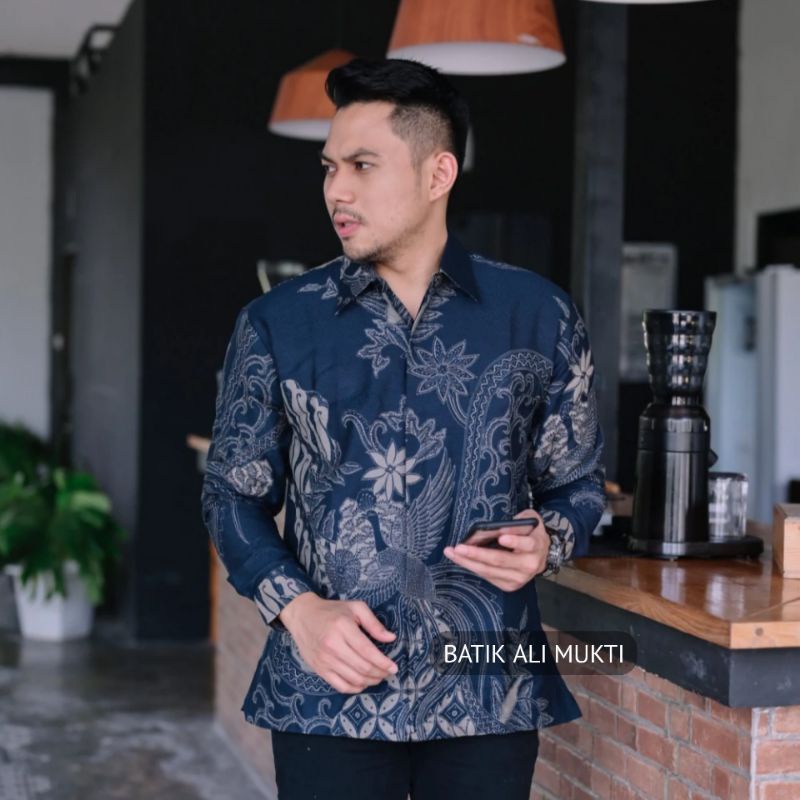Jual SELING NAVY Batik Pria Modern Full Furing Lengan Panjang Asli Solo ...