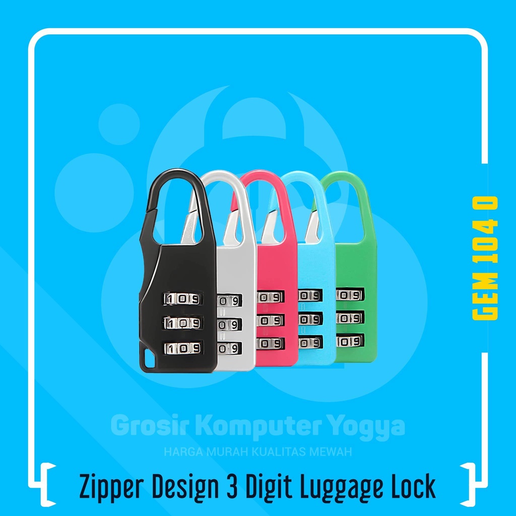 Jual Zipper Design 3 Digit Code Password Luggage Lock Gembok Koper ...