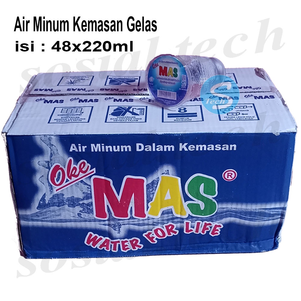 Jual Air Minum Kemasan Gelas 220ml Air Mineral Oke Mas Satu Dus Isi 48 Shopee Indonesia 1168