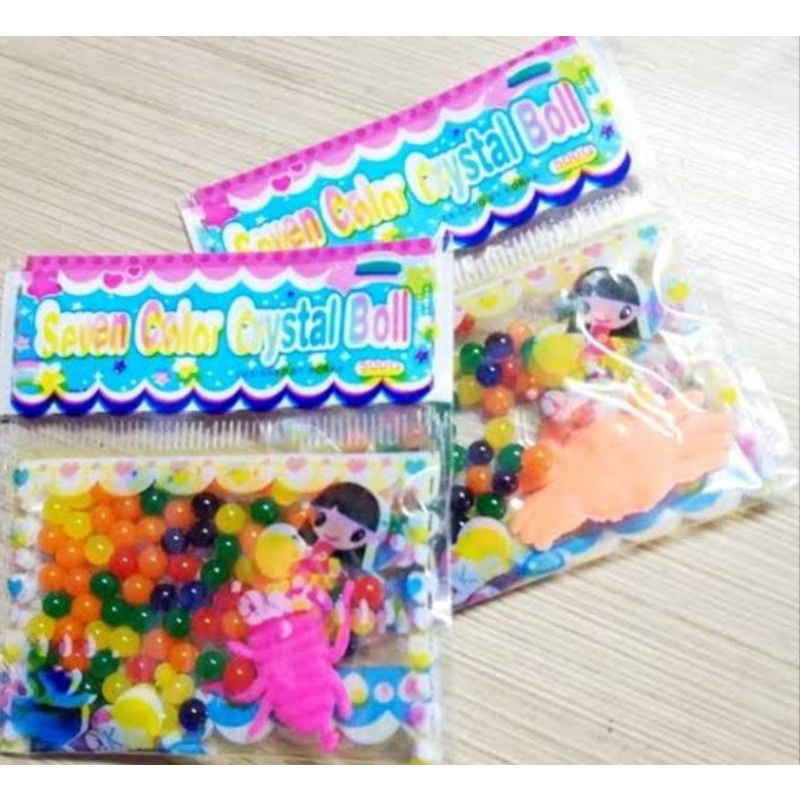 Jual water beads kemasan mini atau saset kecil plus hewan bisa membesar
