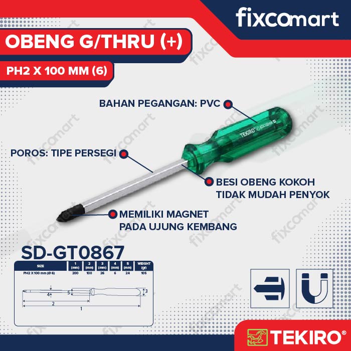 Teng Tools MDT952 Megadrive Schraubendreher – PH2 Bit, 100 Mm, Mit Power-Thru-Kappe & Sechskant-Klinge Für Schraubenschlüssel