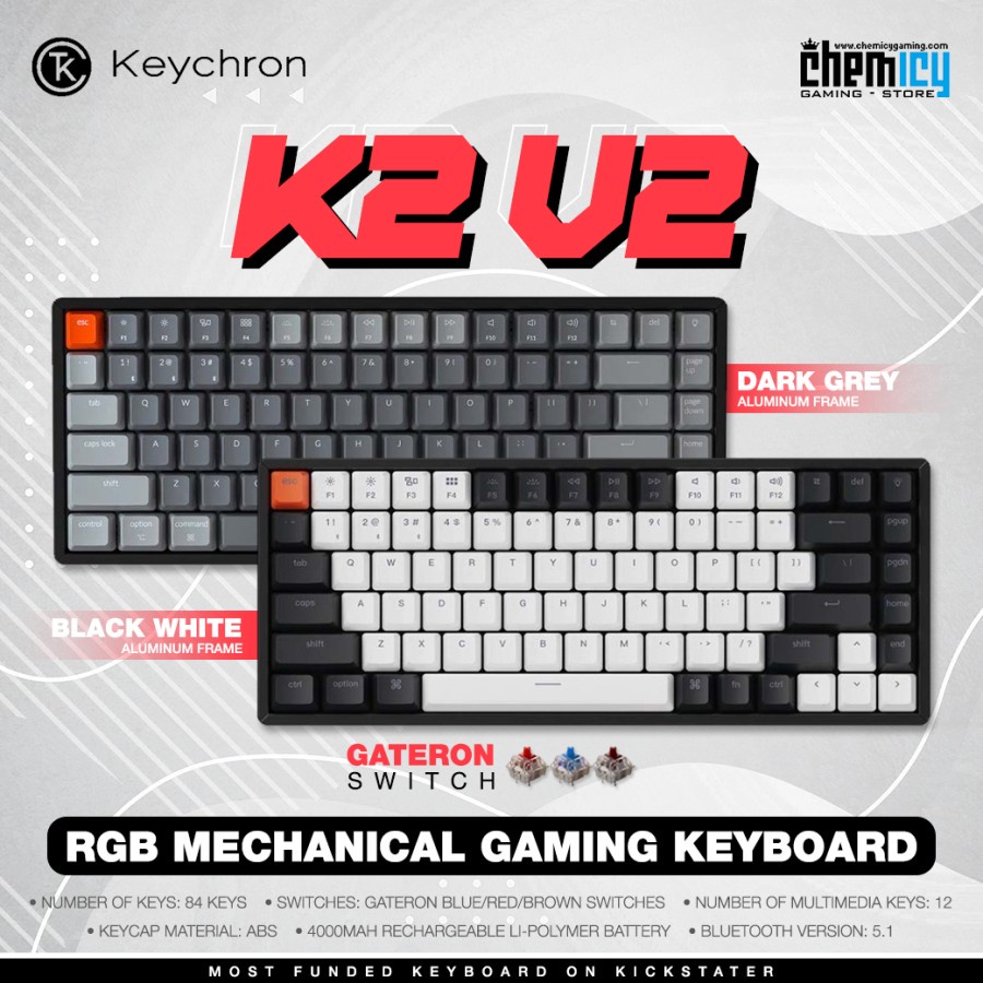 Jual Keychron K2 V2 RGB Aluminum Hotswap Mechanical Gaming Keyboard ...