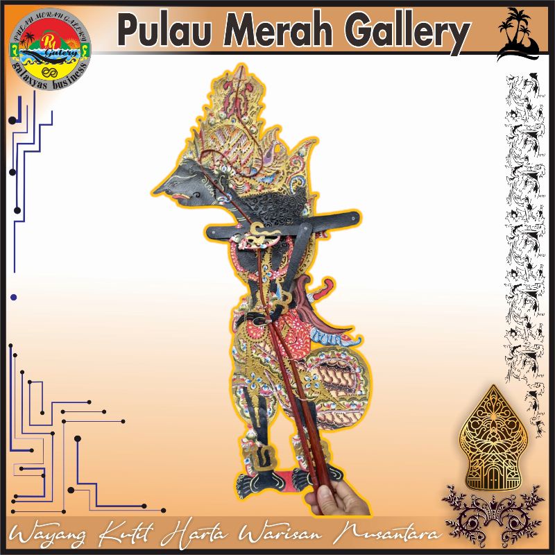 Jual Wayang Kulit Sapi Asli Krisna Kresna Alusan Gapit Rotan Ukuran