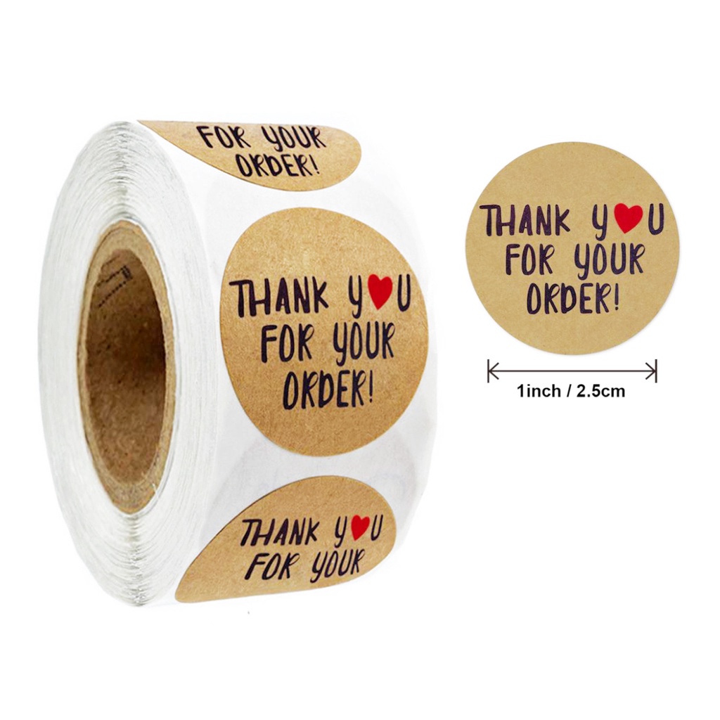 Jual Stiker Label Kraft Thank You Sticker Coklat Tag Segel Kado Hampers