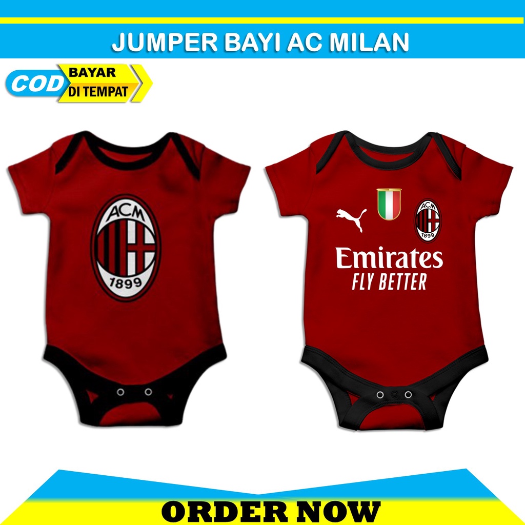 Jual Baju Bayi Laki Laki 0 6 bulan Motif Ac Milan Tim Sepak Bola Terbaik di  Italia Keren dan Lucu