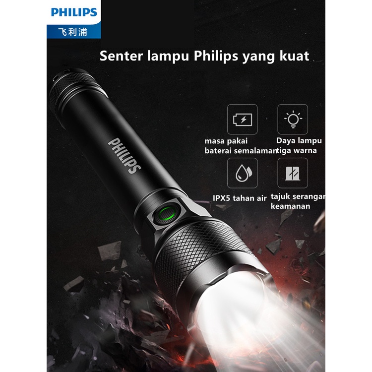 Jual Philips Lampu Senter LED SFL2188 / Senter Police Swat Flashlight ...