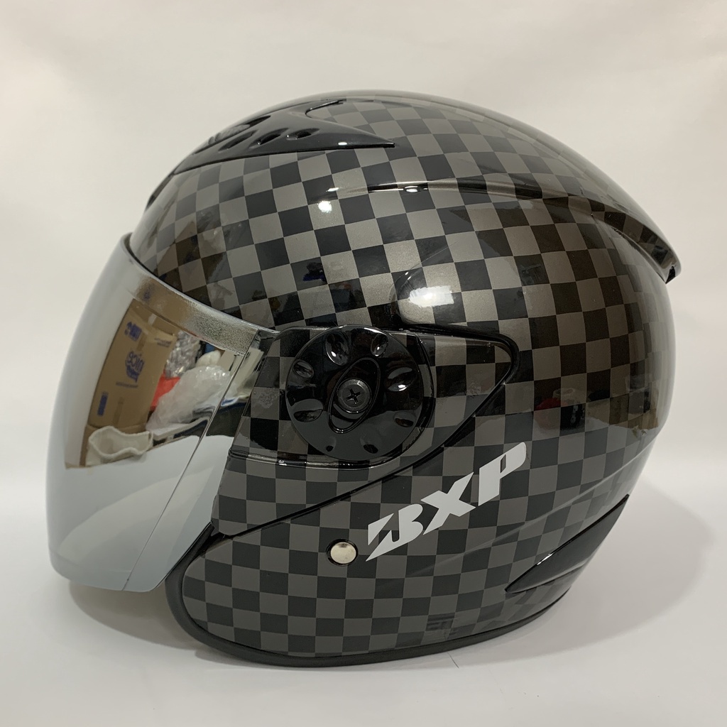 Jual Helm Vision Kotak Kotak Glossy Kaca Iridium Silver Pelangi