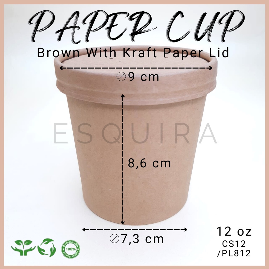 Jual Kraft Paper Cup / Ice Cream Cup + Dome Plastic Lid / Kraft Lid ...