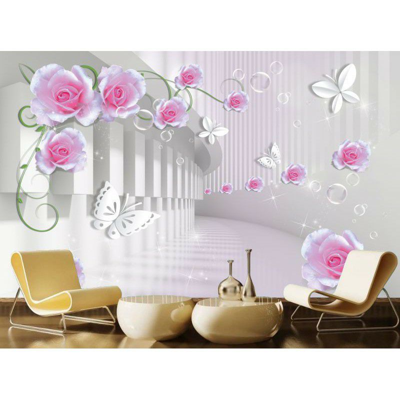 Jual WALLPAPER CUSTOM BUNGA | STICKER DINDINDING BUNGA 3D | WALLSTIKER ...