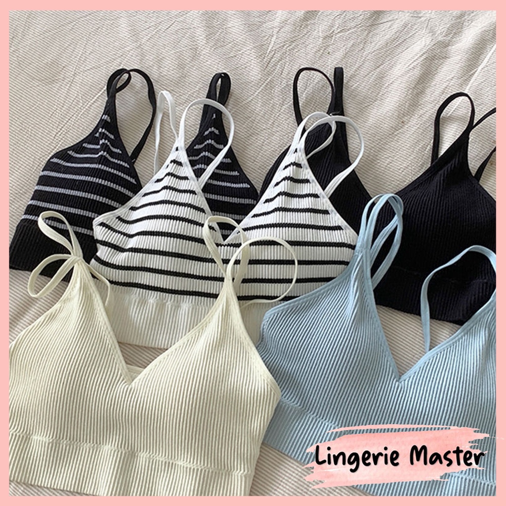 Jual [ LINGERIE MASTER ] - (B-82) BH Motif Garis2 Sport Bra Bahan ...