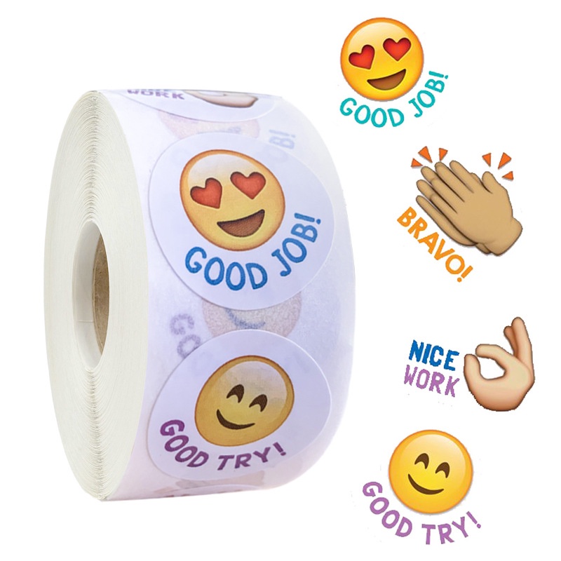 Jual STICKER REWARD ROLL LABEL STIKER REWARD MOTIF EMOJI MOTIVASI ANAK ...