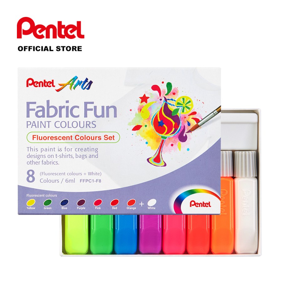 Textile Paint, 8 Colour Set - Fluorescent