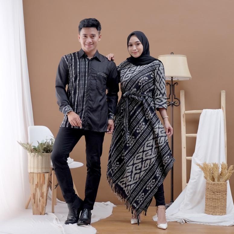 Jual Promo Couple Tenun Toraja Hitam Batik Kampus Set Couple Tenun