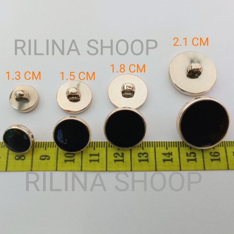 Jual Mutiara gepang datar datar kancing silver hitam ukuran 1.3 cm/1.5 ...