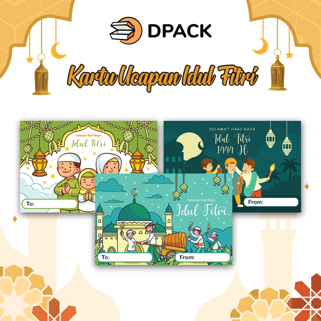 Jual KARTU UCAPAN IDUL FITRI 1 SISI - GREETING CARD IDUL FITRI - KARTU