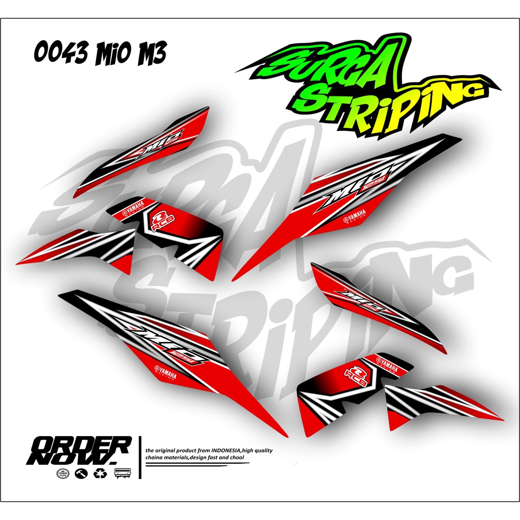 Jual 0043 sticker stiker setiker striping motor mio m3 motif garis ...