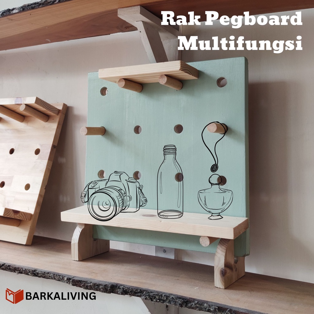 Jual Wooden Wall Pegboard Rak Pegboard Room Kitchen Organizer | Shopee ...