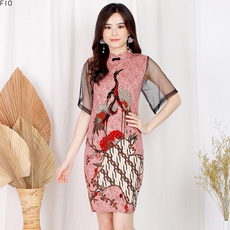 Jual Promo Evercloth Fio Dress Wanita Dress Batik Wanita Jumbo Cheongsam Merah Couple Modern 