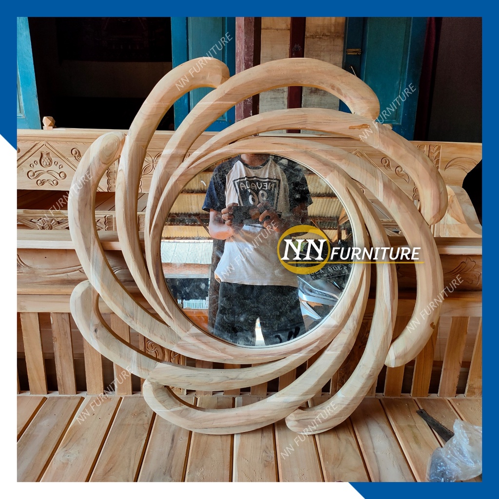 Jual Figura Cermin Dinding Spiral Minimalis Figura Cermin Dekorasi Dinding Kayu Jati Shopee