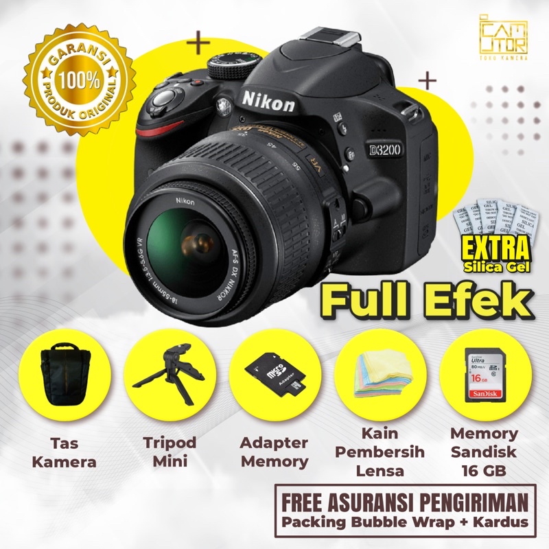 Jual KAMERA MURAH DSLR NIKON D3200 LENSA KIT 1855MM BUKAN D3100 D3300