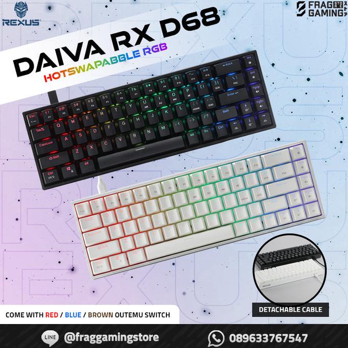 Jual Rexus DAIVA RX D68 / RX D-68 Outemu RGB 68% Mechanical Gaming ...