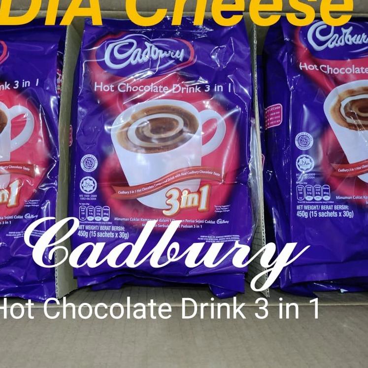 Jual Cadbury Hot Chocolate Drink 3 In 1 450 Gr (15 Sachet X 30 Gr ...