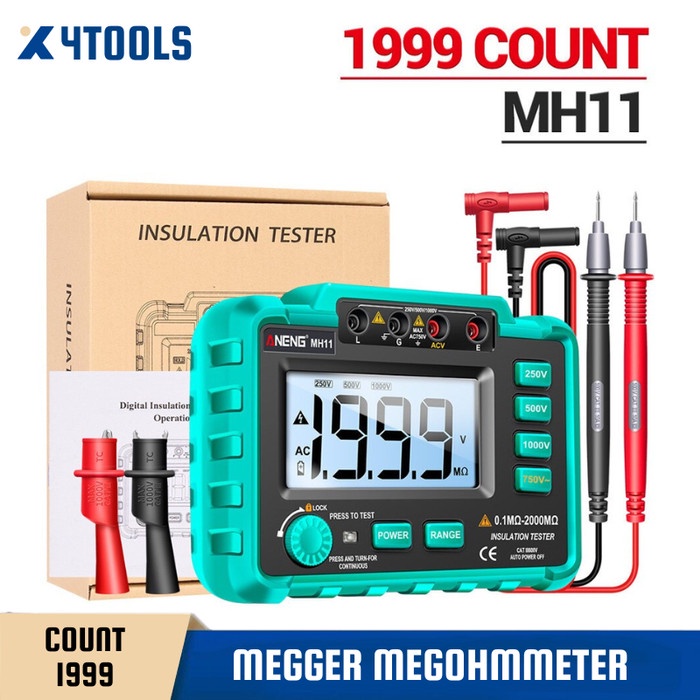 Jual Megger Mega Ohm Meter Digital Insulation Alat Ukur Tahanan Isolasi Shopee Indonesia