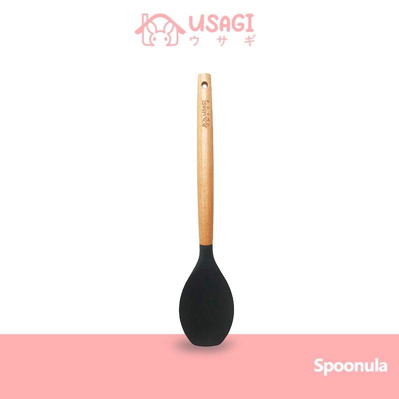 Jual USAGI OFFICIAL - Food Grade Wooden Silicone Spatula 1 Pcs - Turner ...