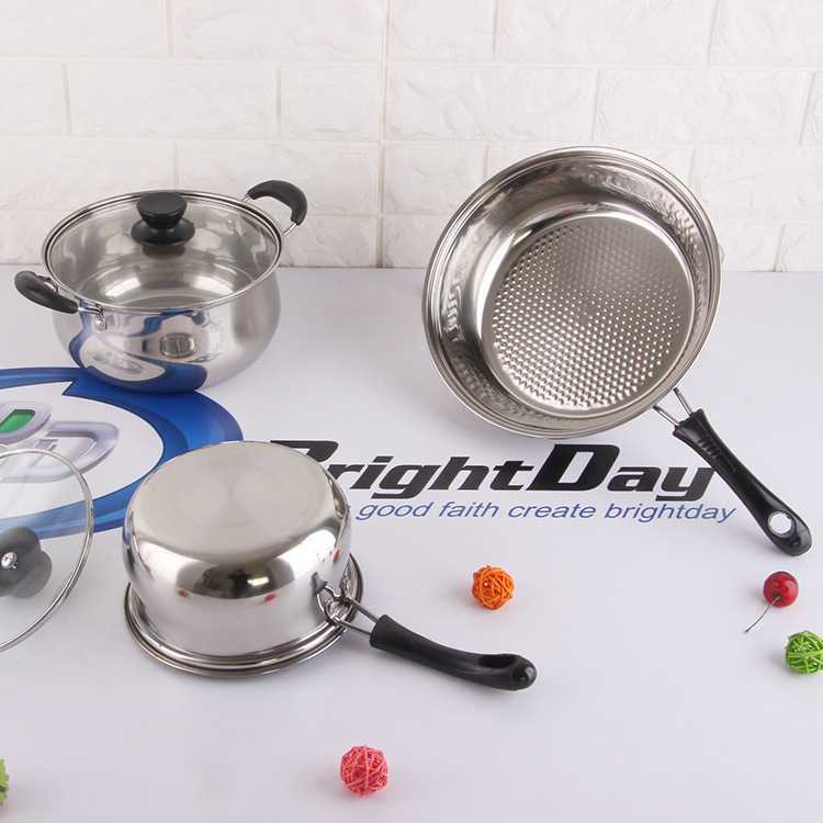 Jual Panci Stainless Steel Set In Deep Frying Soup Wajan Gagang Tutup Shopee Indonesia