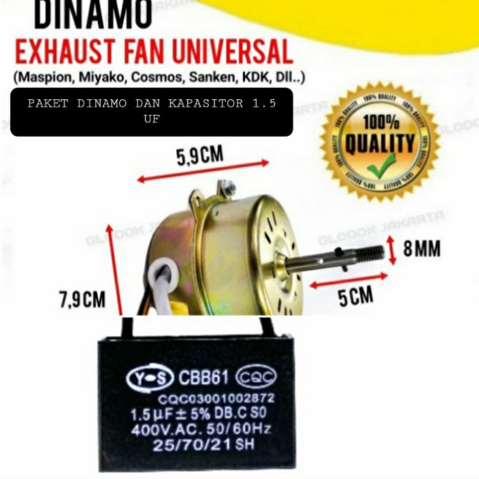 Jual DINAMO EXHAUST FAN UNIVERSAL PLUS KAPASITOR 1.5 UF Shopee Indonesia