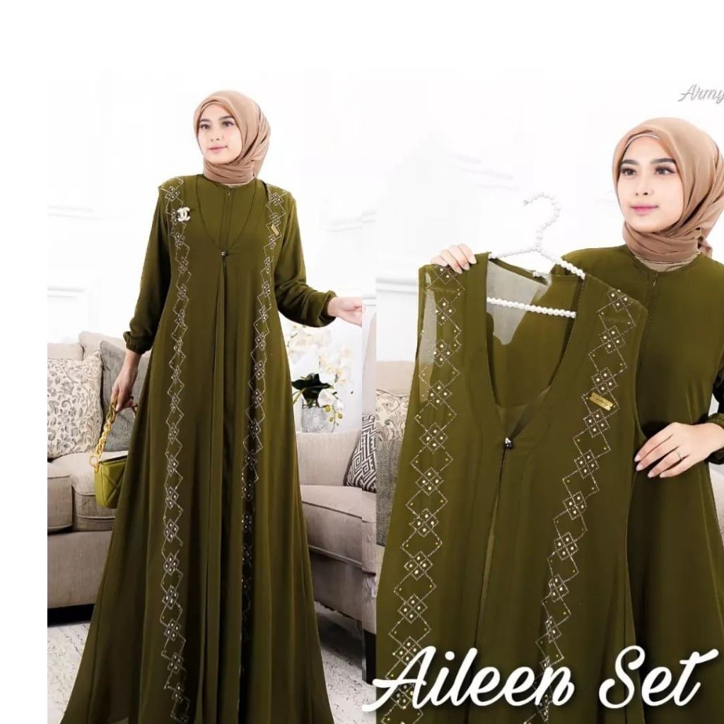 Jual Ailen set Gamis rompi pisah terbaru 2023/gamis outher terpisah