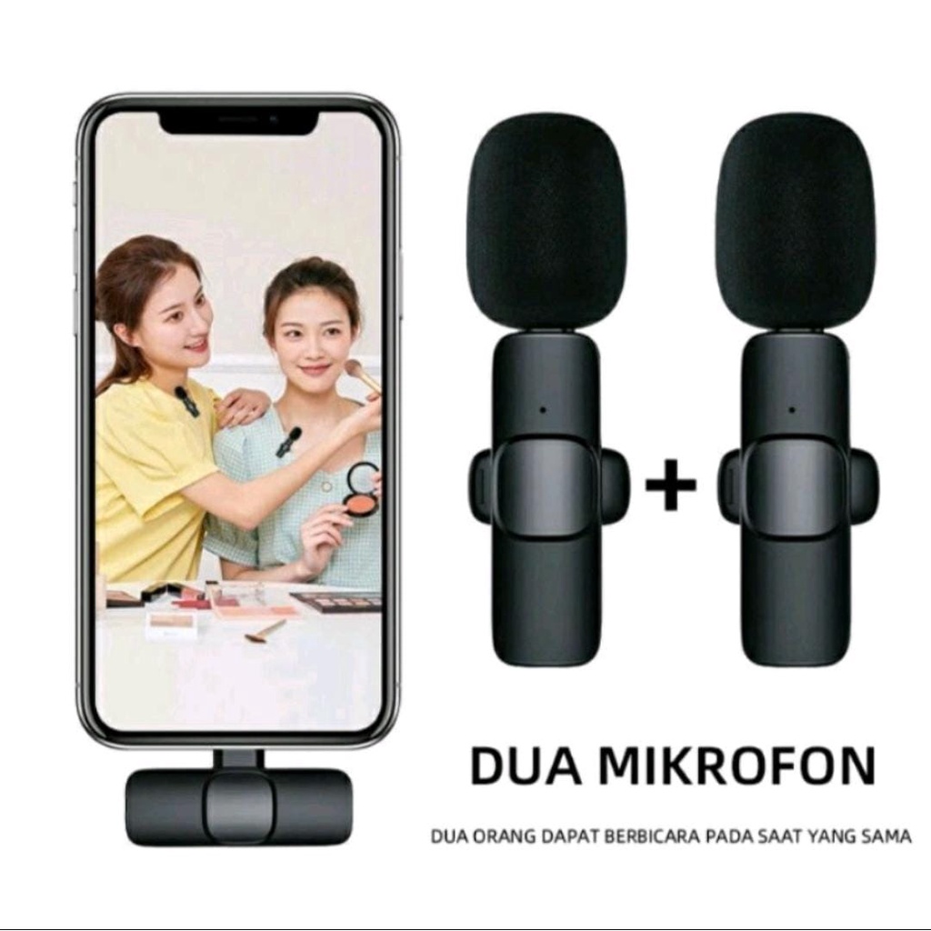Jual MICROPHONE WIRELESS MIC CLIP ON USB TYPE C & TYPE IP K9 DUAL MIC