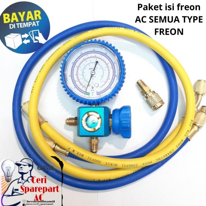 Jual TESTING MANIFOLD AC PAKET ISI FREON R32 R410 R22 SELANG DAN ...