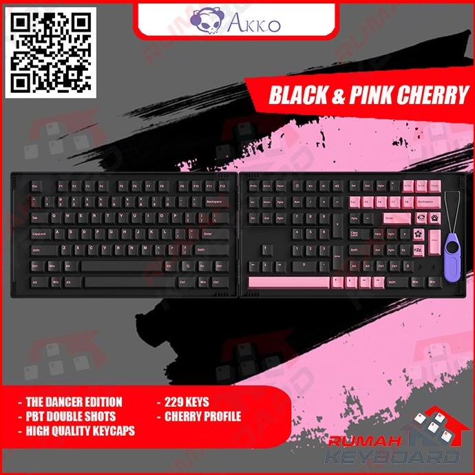 Jual KEYCAP - KEYCAPS - CHERRY - AKKO BLACK & PINK - DANCER VERSION ...