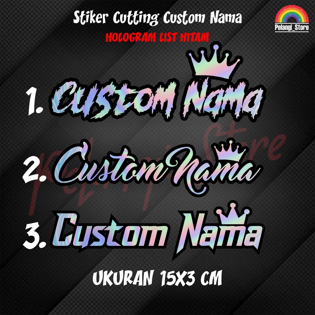 Jual STIKER NAMA HOLOGRAM DAN WARNA TULISAN BEBAS CUTTING STICKER NAMA