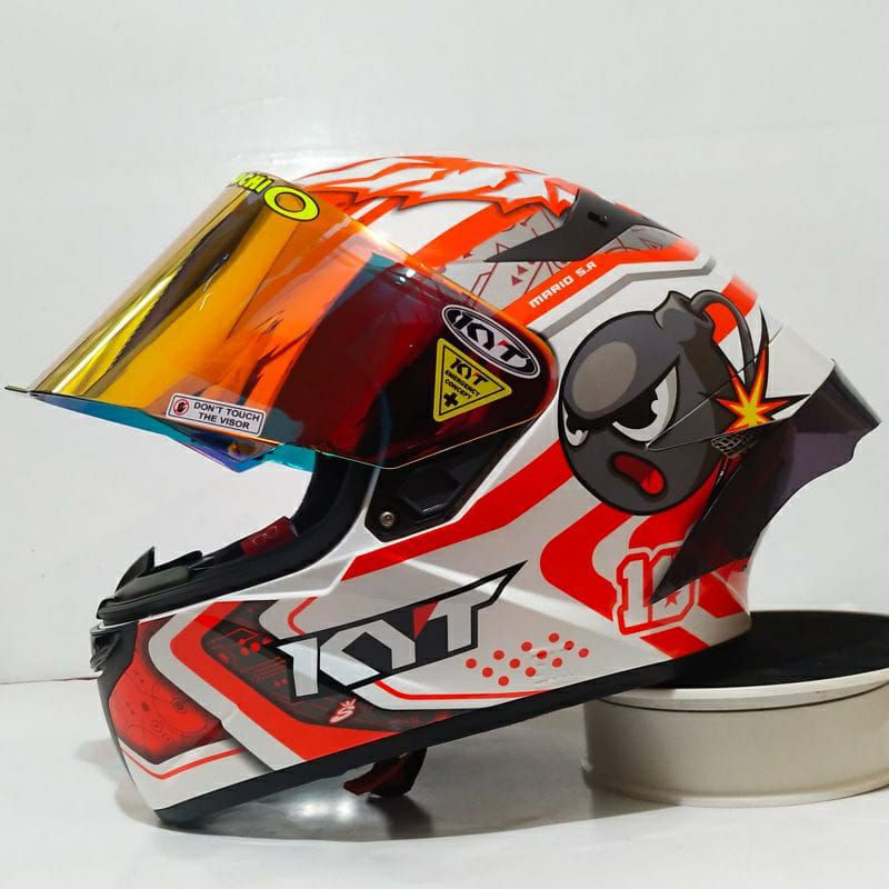 Jual HELM KYT TT COURSE MOTIF SUPER MARIO PAKET GANTENGkyt ttc