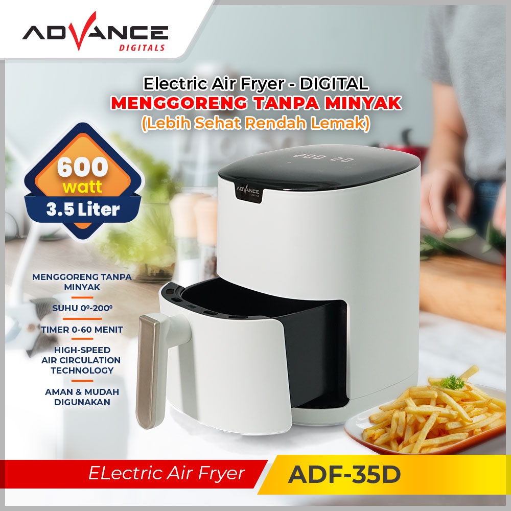 Jual AIR FRYER KAPASITAS 3,5 LITER ADVANCE ADF35 D / PENGGORENGAN TANPA