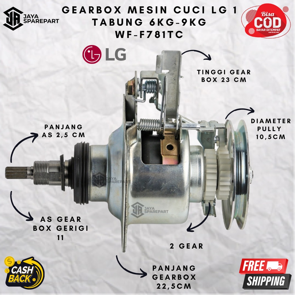 Jual WFF781TC GEARBOX MESIN CUCI LG 1 TABUNG 6KG9KG GEARBOX